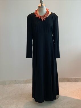 Classic Liz Claiborne Black Long Sleeve Maxi Dress sz 14